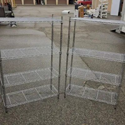 Second Pair of Chrome Metro-Style Wire Shelving Racks - 4-Tier Adjustable Storage Shelves