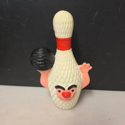 Vintage Lego Japan Ceramic Bowling Pin Character Coin Bank