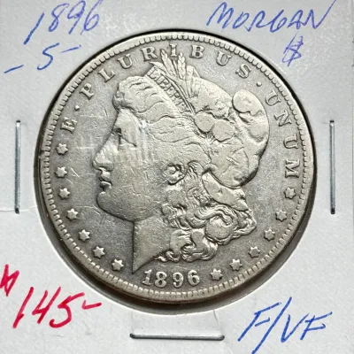 1896 S - Morgan Silver Dollar - F / VF