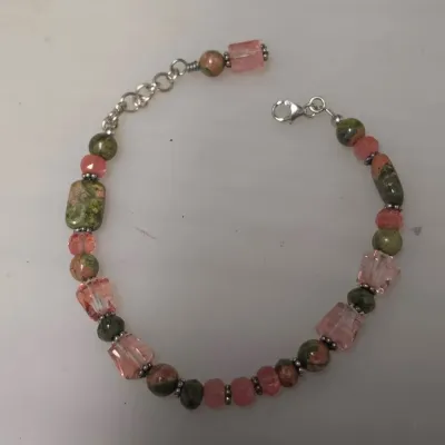 Rhodochrosite and 925 Sterling Bracelet