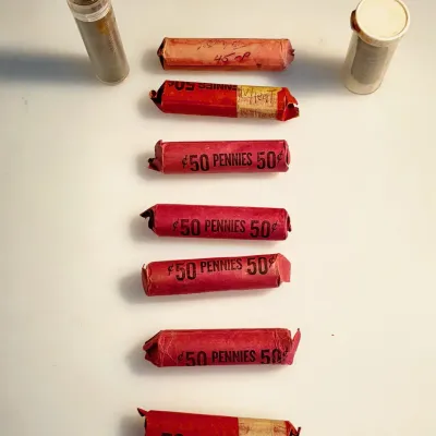 7 Rolls and 2 Vials - Lincoln Wheat Cents from Various Estates - Unsearched