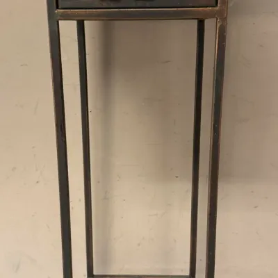 Tall Bronze-Finish Metal Plant Stand with Relief Elephant Panels