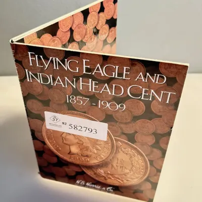 1857 Flying Eagle and 28 Assorted Indian Head Cents in Harris Coin Book