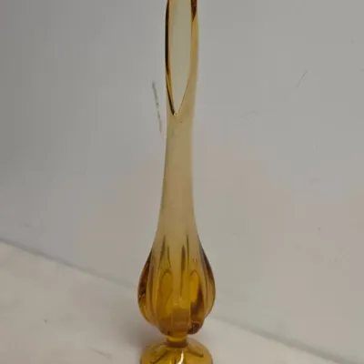 13" Amber Swung Glass Vase