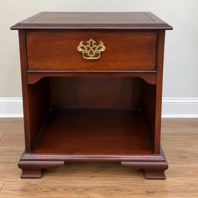 Mid-20th-Century Wood Nightstand with Drawer