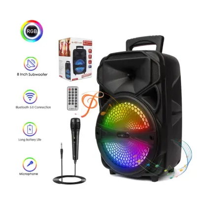 NEW Dazone Bluetooth Speaker, Portable Wireless LED Speaker 8" with FM Radio/USB/SD Slot