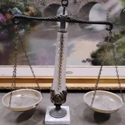 Vintage Decorative Balance Scale with Marble Base