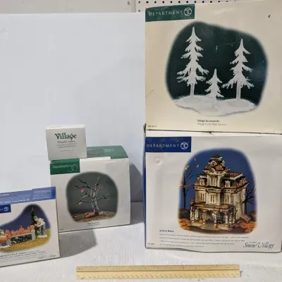 Department 56 Vintage Halloween Pumpkin Manor Lot: Refer To Photos For Pieces - Estate Sales Warehouse (GR)