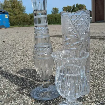 Sale Photo Thumbnail #66: Collection of 3 Crystal and Glass Vases