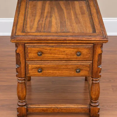 Vintage Double Sided Oak Table with Drawer