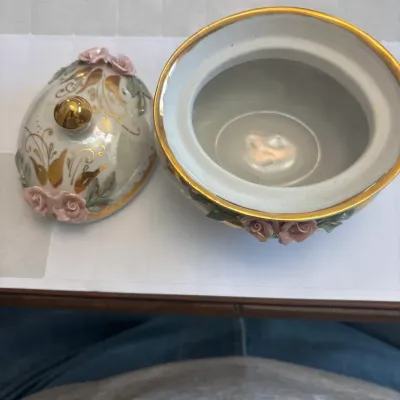 Sale Photo Thumbnail #24: Fenex Handmade, Hand Painted Floral Porcelain Lidded Bowl