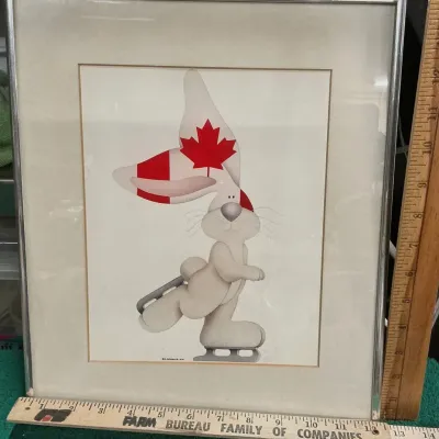 Vintage 1979 Canadian Rabbit Pop Art Print By Stewart Moskowitz, Framed By Distinctive Graphics - Potterville