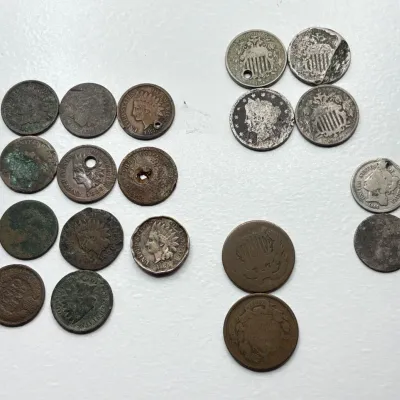 Cull Lot of Indian Head Cents / Liberty / Shield 5C and Two and Three Cent Pieces
