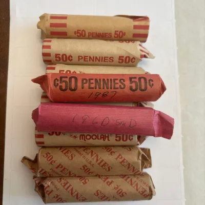 Sale Photo Thumbnail #25: 9 Rolls of Pennies