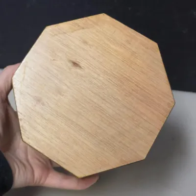 Octagonal Marquetry Inlay Wood Trinket Box, Velvet Lined