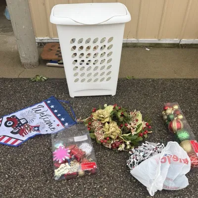 Laundry Basket Full of Seasonal Decor