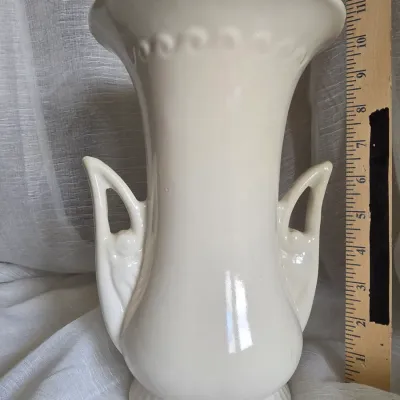 MCM Abingdon Ceramics - Round Ivory Vase 10.5"H x 6.5"W