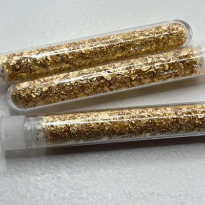 3 Large Vials of Recovered Gold Leaf Flakes