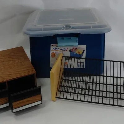 Storage Set - Cassette Storage, CD Storage, and Small Crate with Lid