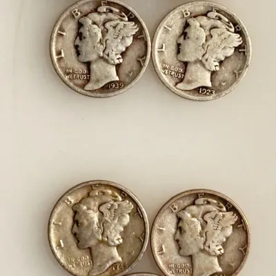 Lot of 7 - Mercury Dimes - Date Range 1923 - 1945