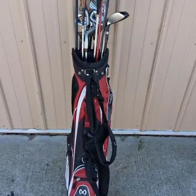 Collection of Assorted Golf Clubs w/ Men's Size 11 Voit Golf Shoes