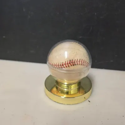 Signed Baseball Attributed to Mickey Mantle in Display Case