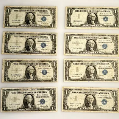 Lot of 8 Silver Certificates - Series 1935 and Series 1957
