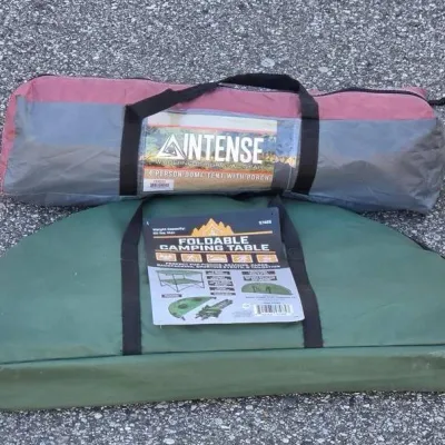 Intense 4-Person Dome Tent with Porch and Foldable Camping Table - New in Packaging