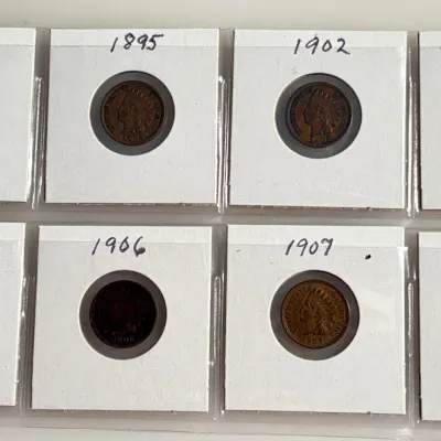 8 Full Liberty Indian Head Cents