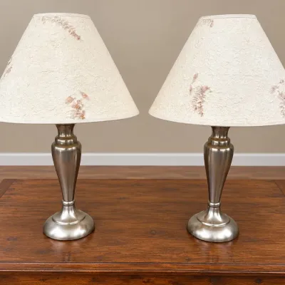 Pair of Brushed Nickel Accent Lamps
