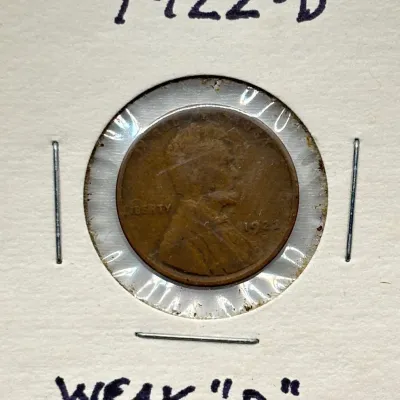 1922 D - Lincoln Wheat Cent - "Weak D"