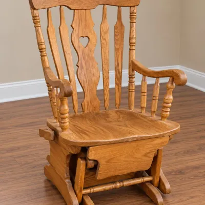 Amish-Made Solid Oak Glider Rocker