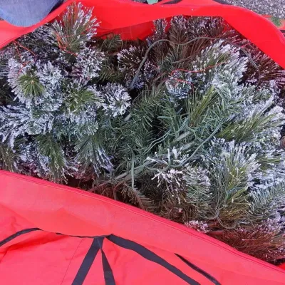 Artificial Christmas Tree w/ Integrated Lights, Snow Covered w/ Pinecones