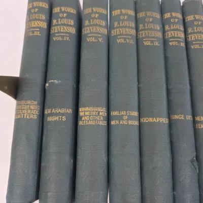 Sale Photo Thumbnail #107: The Works of R. Louis Stevenson Volumes 3,4,5,7,9,11,13,14, and 15