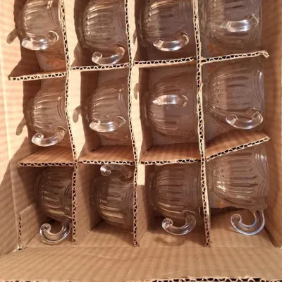 Sale Photo Thumbnail #72: Vintage Pressed Clear Glass Anchor Hocking Punch Bowl w/ Glasses
