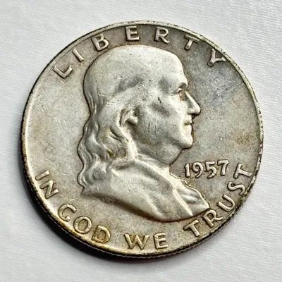 1957 D - Silver Franklin Half Dollar