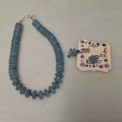 Blue Quartz and 925 Sterling Necklace and Earring Set