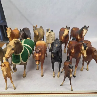 Collection of 14 Vintage Breyer Molding Co. Plastic Toy Horses