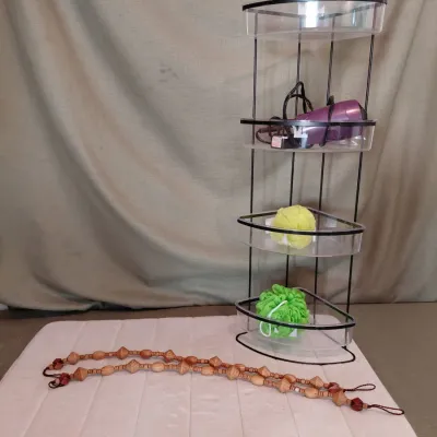 Miscellaneous Bathroom Collection- Rug, Corner Caddy, Curtain Tie Backs, Hair Dryer, Bath Loofahs