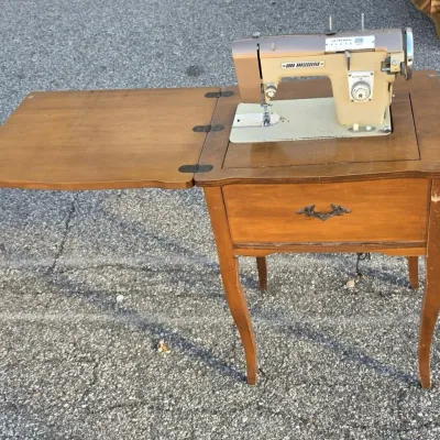 Vintage Good Housekeeper Sewing Machine Housed in Sewing Table