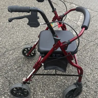 Red Drive Medical Four-Wheel Rollator Rolling Walker (Model 10257RD-1)