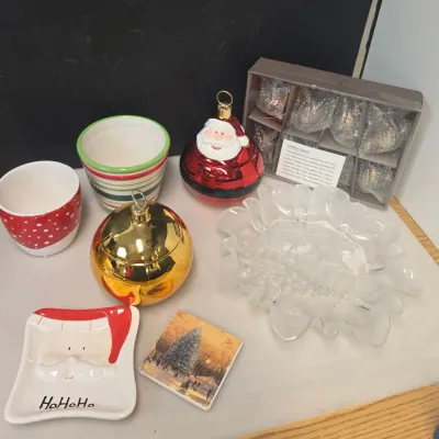 Small Lot of Holiday Decor and Dishes