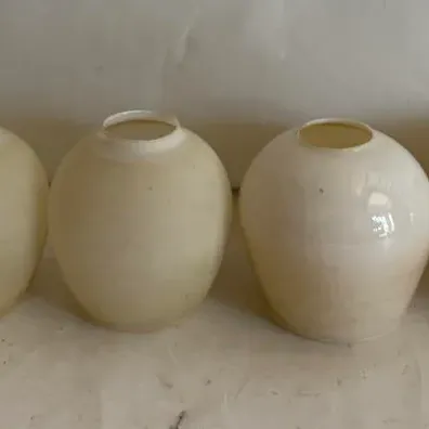 Vintage Milk Glass Globe Lamp Shades: Set of Six White Lighting Fixture Covers