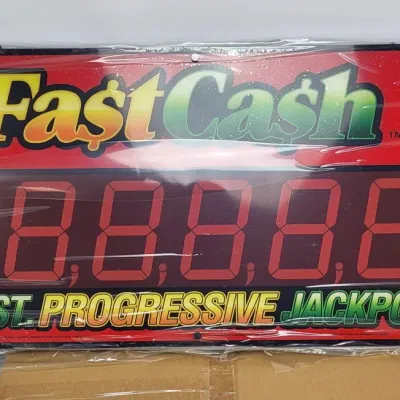 New Michigan Lottery "Fast Cash" Light-Up Progressive Jackpot Sign by Carmanah, 37" in Box