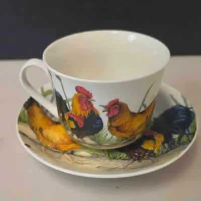 Kent Pottery Rooster Cup and Saucer