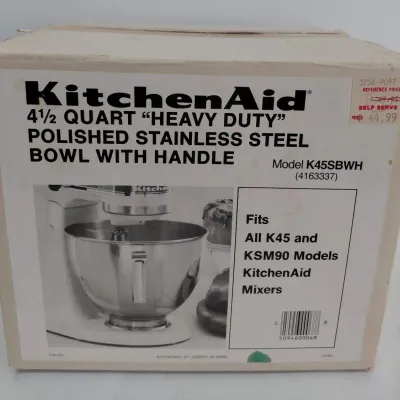 Kitchen Aid 4.5 Qt Heavy Duty Polished Stainless Steel Bowl with Handles