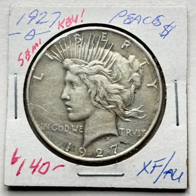 1927 D - Peace Silver Dollar - XF / AU