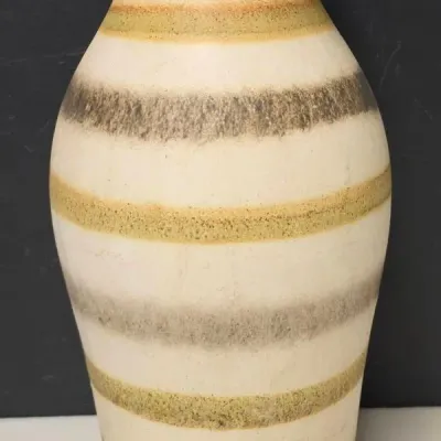 16in Striped Ceramic Vase, Base Marked W. Germany