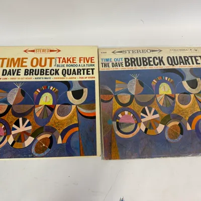 The Dave Brubeck Quartet "Time Out" Vintage Vinyl Record LP Album Variant Pair