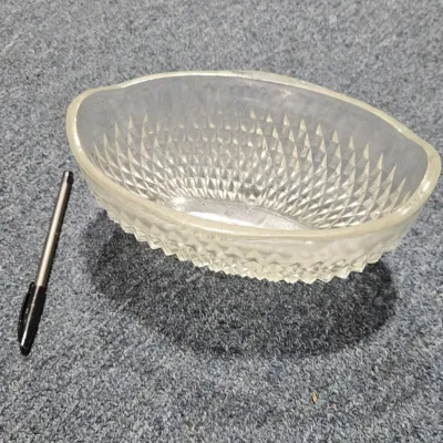 Indiana Glass Diamond Point Footed Oval Bowl - Estate Sales Warehouse (GR)